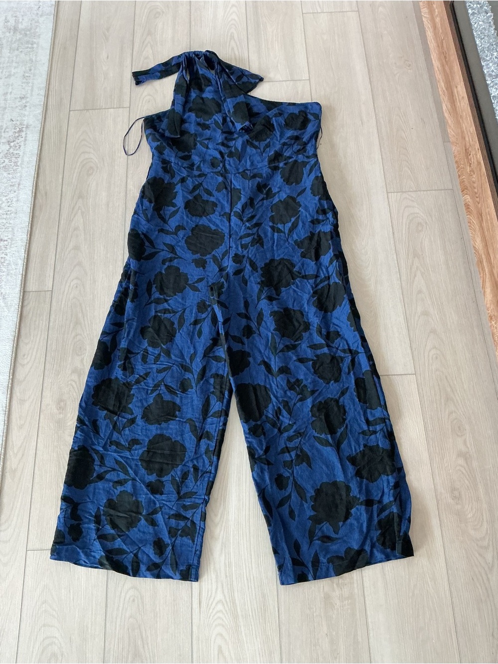 kate spade Navy and Black Floral Halter Jumpsuit